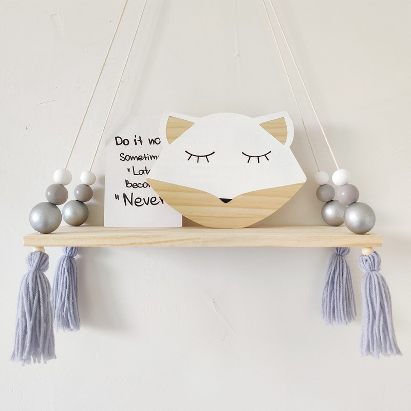 Ukrasna drvena polica za dječju sobu Zidne viseće police od prirodnog drva Dječja soba Baby Bory Girl Polica za odlaganje za dječju sobu Dekoracija