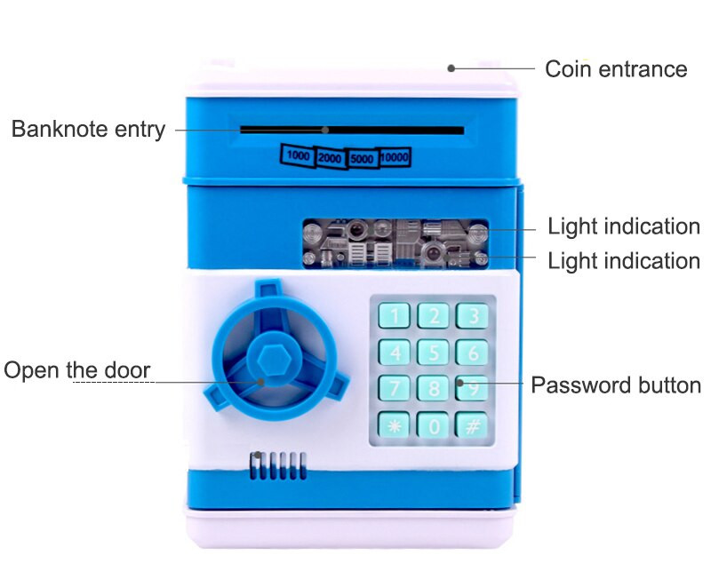 Elektronikus Piggy Bank ATM Jelszó Pénzdoboz Pénztári érmék Takarékdoboz ATM banki széf Automata befizetés bankjegy karácsonyi ajándék