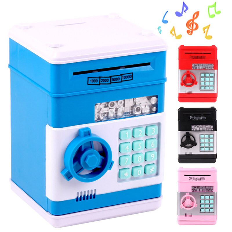 Elektronikus Piggy Bank ATM Jelszó Pénzdoboz Pénztári érmék Takarékdoboz ATM banki széf Automata befizetés bankjegy karácsonyi ajándék
