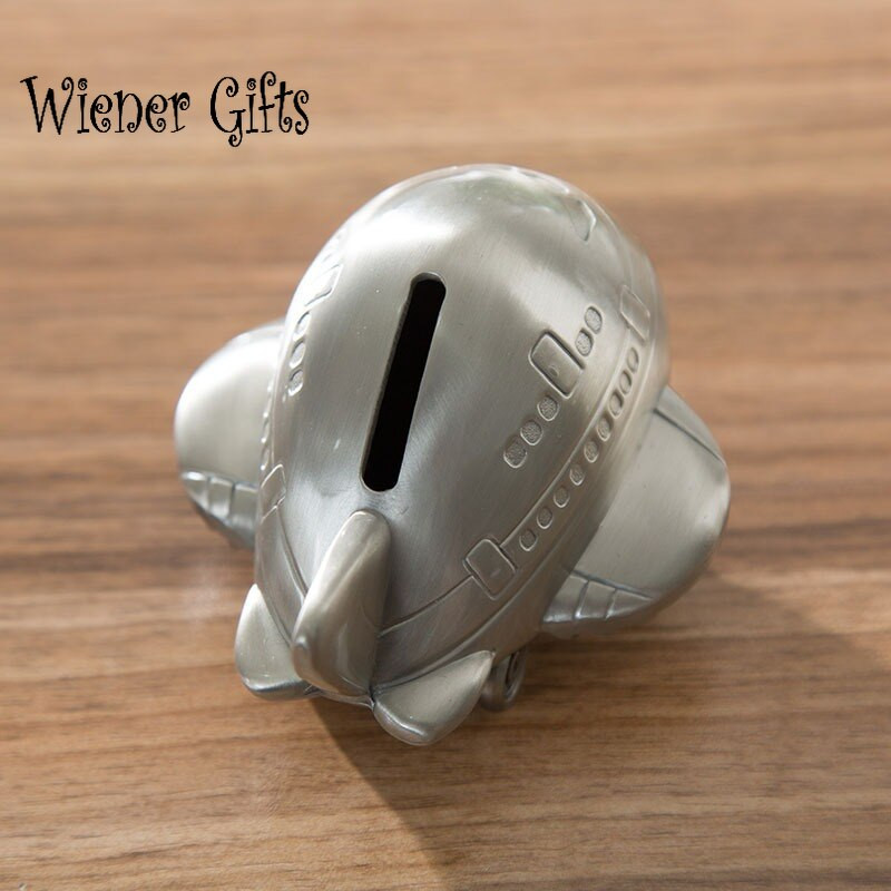 Naujos metalinės lėktuvo formos Piggy Bank Monetų banko taupyklė Pinigų dėžutė Vaikų Pinigų Bankai Dovanos namų dekoravimui Gimtadienio taupymo dėžutė