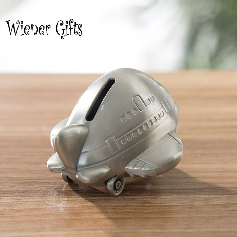 Naujos metalinės lėktuvo formos Piggy Bank Monetų banko taupyklė Pinigų dėžutė Vaikų Pinigų Bankai Dovanos namų dekoravimui Gimtadienio taupymo dėžutė