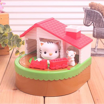 Cat & Mouse Saving Coin Bank Aranyos Automata Kitty Pénzdoboz Műanyag Rajzfilm Egérkosár Piggy Bank 1 db Ingyenes szállítás