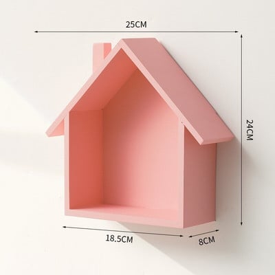 Decor de pereți pentru casă din lemn pentru amenajarea camerei copiilor Rafturi în formă de casă din lemn pentru decorarea camerei raft pentru casă vintage maro albastru