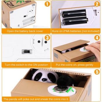 Panda Cat Thief Piggy Bank Ηλεκτρονικό κουτί εξοικονόμησης χρημάτων Αυτόματη κουμπαράς κλεμμένων νομισμάτων για ενήλικες Παιδικά δώρα Παιχνίδια