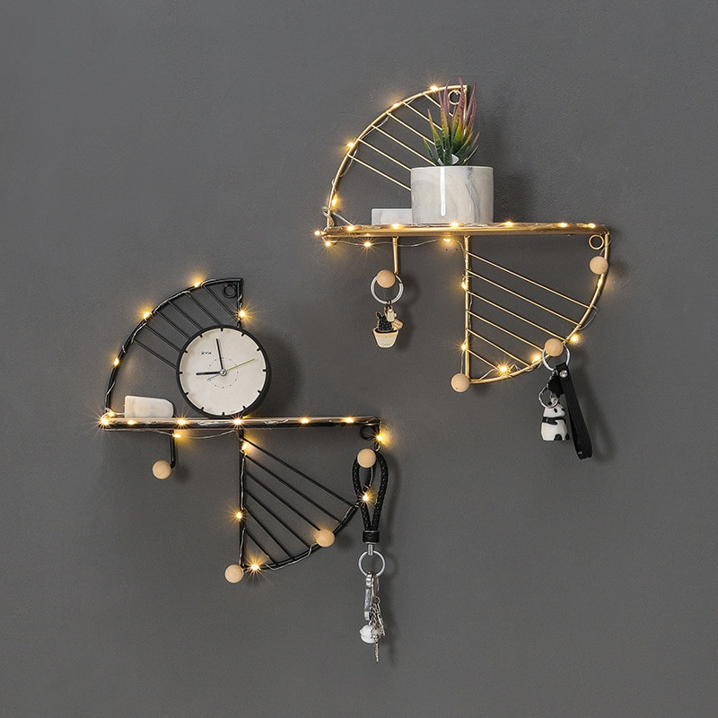 Sienas apdare Koks un metāls Sienas plaukts Kronšteins Mājas Virtuve Piekarināmais Augs Puķu podu Turētājs Atslēgu āķa plaukts Sienas pakaramais