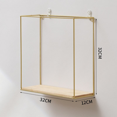 Falra szerelhető lebegő polc, négyzet alakú vasállvány Nappali Hálószoba Díszkönyv Virágcserepek Kijelző polcok Otthoni kiegészítők