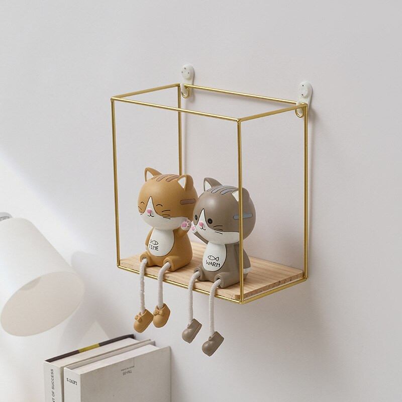 Falra szerelhető lebegő polc, négyzet alakú vasállvány Nappali Hálószoba Díszkönyv Virágcserepek Kijelző polcok Otthoni kiegészítők