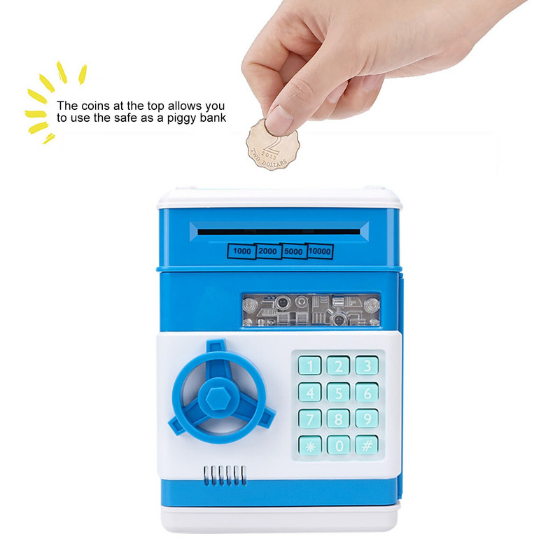 Elektronikus malacpersely ATM Jelszó Pénzdoboz Készpénz Érmék Takarékdoboz ATM bankgép széf Automata befizetés gyerekeknek karácsonyi ajándék