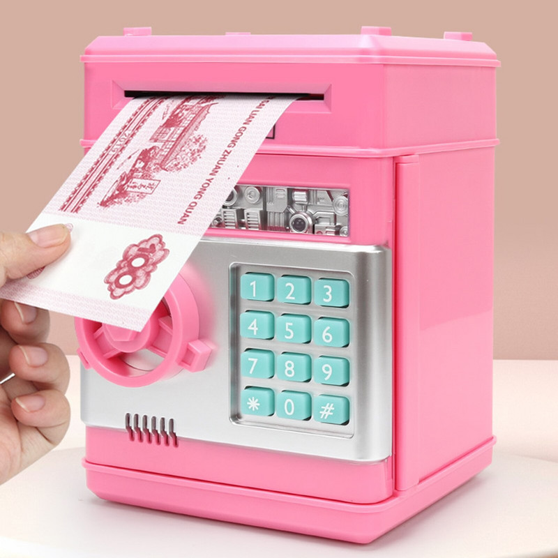 Elektronikus malacpersely ATM Jelszó Pénzdoboz Készpénz Érmék Takarékdoboz ATM bankgép széf Automata befizetés gyerekeknek karácsonyi ajándék