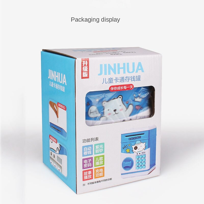 Automata tekercses pénzdoboz elektronikus malacpersely zenei pénzzel készpénzes takarékbetét-szervező gyerekeknek ATM-es jelszóautomata