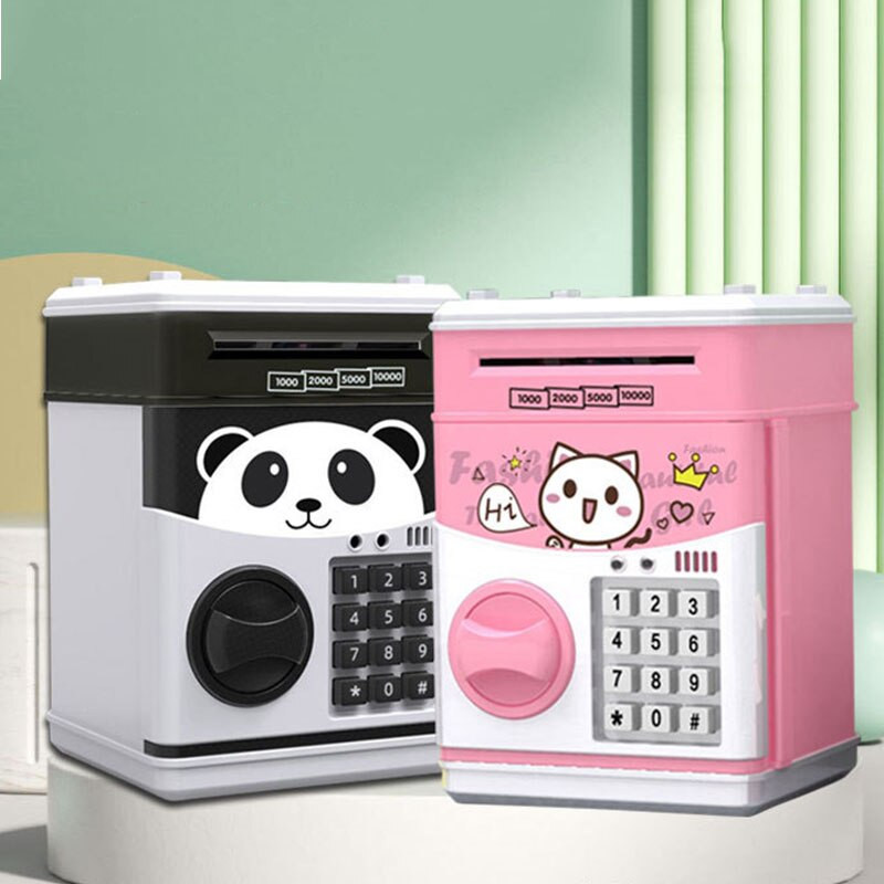 Automata tekercses pénzdoboz elektronikus malacpersely zenei pénzzel készpénzes takarékbetét-szervező gyerekeknek ATM-es jelszóautomata