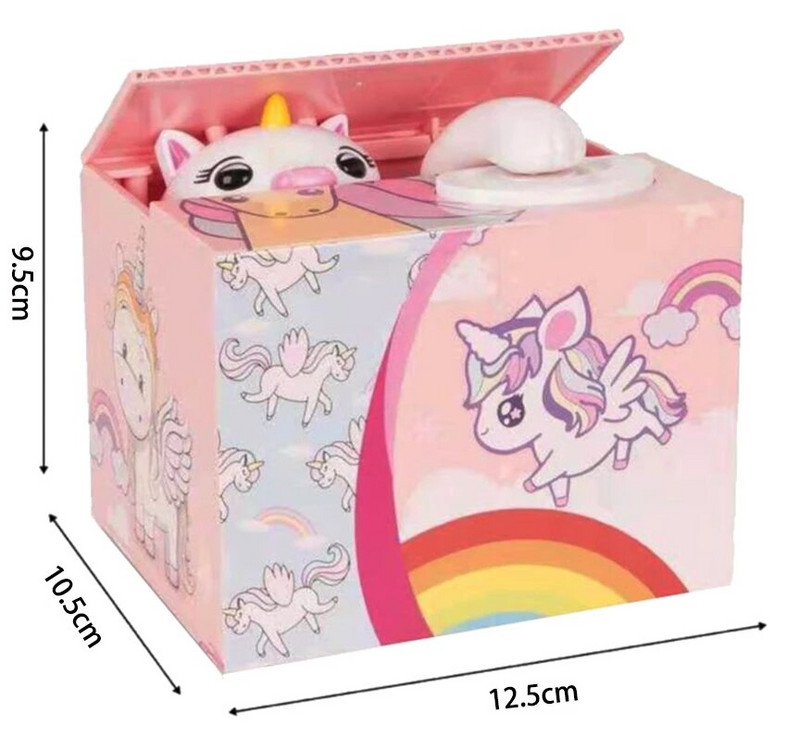Cutie electronică amuzantă cu unicorn pentru copii, copii, fete, jucărie, cadou, roz, drăguț, desen animat, pușculiță, suport pentru monede, cutie de economisire