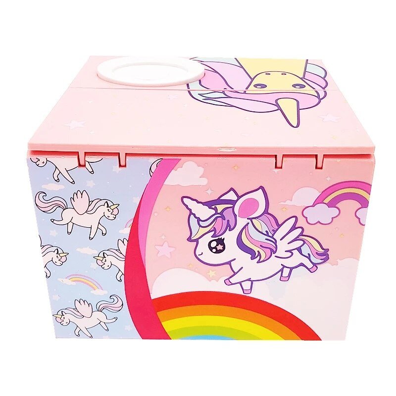 Cutie electronică amuzantă cu unicorn pentru copii, copii, fete, jucărie, cadou, roz, drăguț, desen animat, pușculiță, suport pentru monede, cutie de economisire