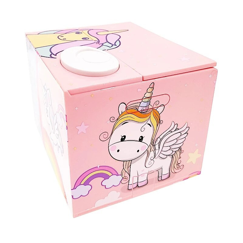Cutie electronică amuzantă cu unicorn pentru copii, copii, fete, jucărie, cadou, roz, drăguț, desen animat, pușculiță, suport pentru monede, cutie de economisire