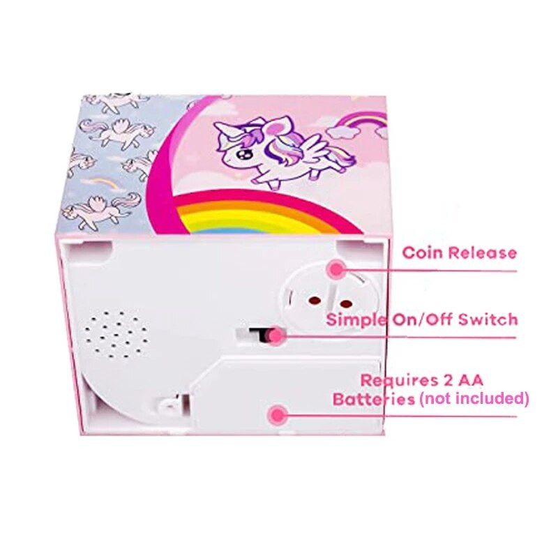 Cutie electronică amuzantă cu unicorn pentru copii, copii, fete, jucărie, cadou, roz, drăguț, desen animat, pușculiță, suport pentru monede, cutie de economisire