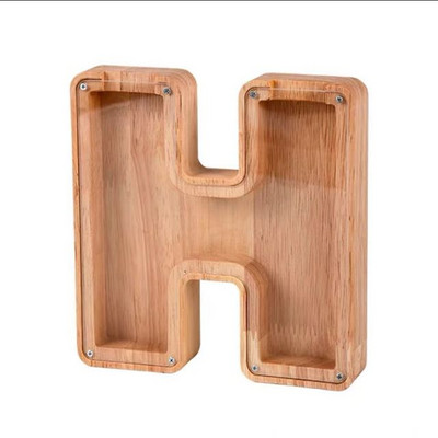 Douăzeci și șase de alfabet englezesc Pușculiță Monede din lemn Cutie de economisire a banilor Borcane Cutie de depozitare pentru monede Ornament de birou Artizanat