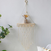 Makrame police za spavaću sobu i biljke Boho kućni dekor Božićni ukrasi Drvena zidna polica Držač za svijeće Plutajuće police Poklon