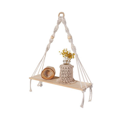 Makrame police za spavaću sobu i biljke Boho kućni dekor Božićni ukrasi Drvena zidna polica Držač za svijeće Plutajuće police Poklon