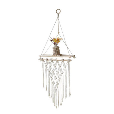 Makrame police za spavaću sobu i biljke Boho kućni dekor Božićni ukrasi Drvena zidna polica Držač za svijeće Plutajuće police Poklon