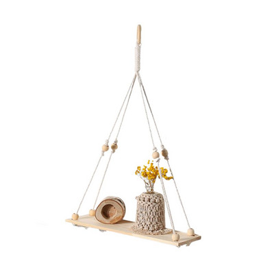 Makrame police za spavaću sobu i biljke Boho kućni dekor Božićni ukrasi Drvena zidna polica Držač za svijeće Plutajuće police Poklon