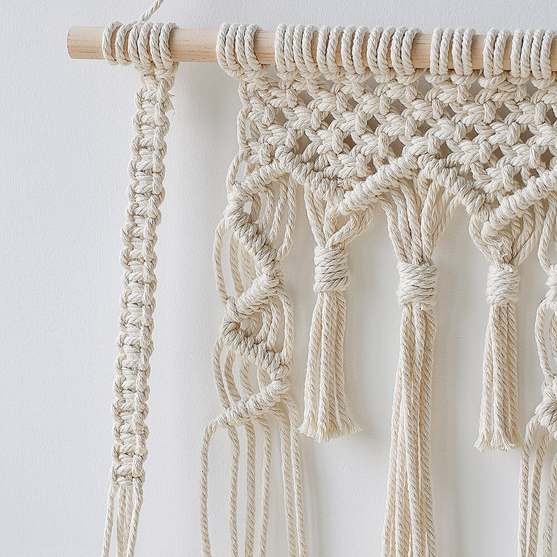 Makramé polc fali dekoráció Boho Home Decor Lebegő polcok fali vitrinhez Polc Hálószoba szervező Növényállvány szoba dekoráció