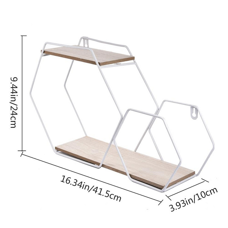 Šešiakampė lentyna kaltinė geležis Šešiakampė tinklelio sieninė lentyna, kombinuota siena, pakabinama svetainė, miegamasis, geometrinė figūra, sienų apdaila