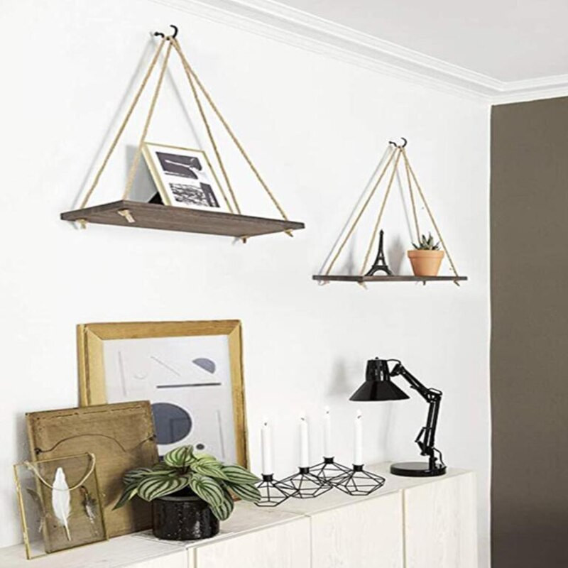 Монтирани на стена Висящи рафтове Рафт Дървени плаващи рафтове Декорация на стена Домашен декор Саксия за растения Поставка за витрини Направи си сам Украси