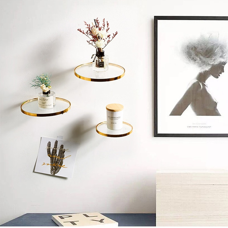 Üveg fém fali polc Nordic Milk Tea Shop stílusban otthoni dekoráció gyertyatartók Personality Nappali függő fali dekoráció