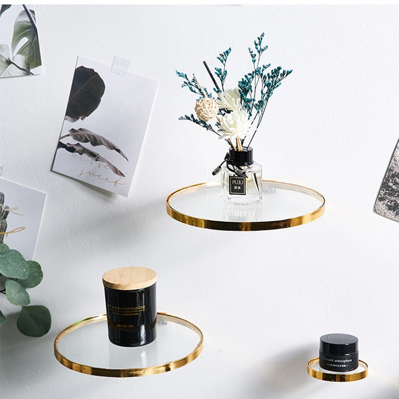 Üveg fém fali polc Nordic Milk Tea Shop stílusban otthoni dekoráció gyertyatartók Personality Nappali függő fali dekoráció