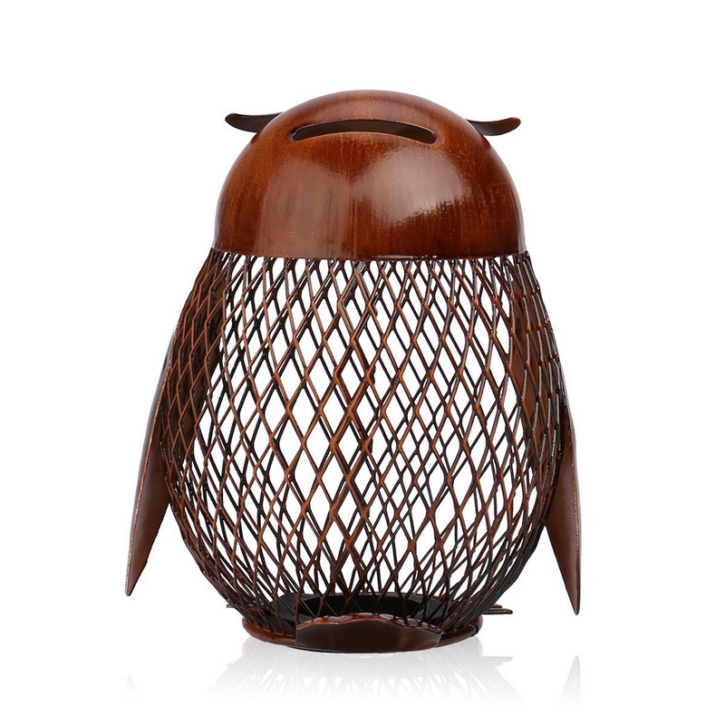 Bagoly formájú fém érmedoboz, kézzel készített vas érmedoboz hálós modern design aranyos malacpersely Hasznos belső dekoráció lakberendezés