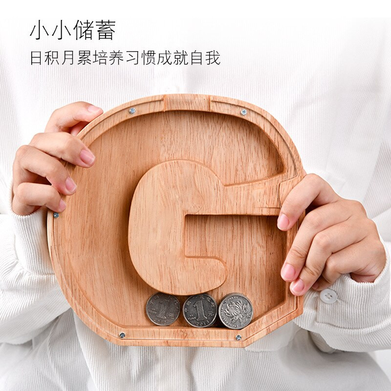 Drvena kasica za novac engleske abecede Prozirna akrilna kasica prasica za novac Banka za novčiće Kasica za novčiće Kutija za novac Kutija za štednju