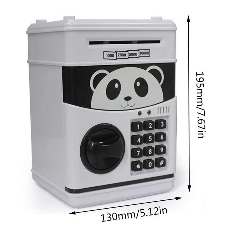INGYENES SZÁLLÍTÁS Piggy Bank Panda Toy Child Gift Mini ATM pénzszéf arcfelismeréssel és ujjlenyomat-pénzhengerrel