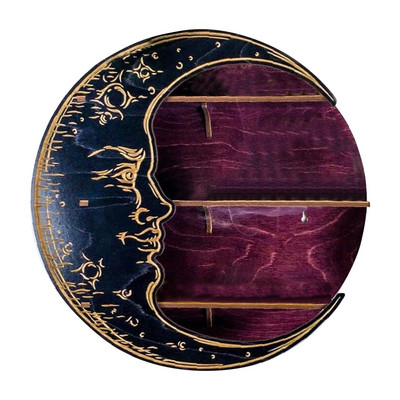 Afișaj de cristal montat pe perete Raft lunar Rafturi decor de perete Raft de sticlă Suport pentru cristale pentru raft pentru uleiuri esențiale în camera de zi