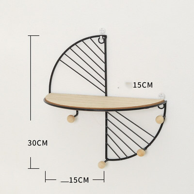 Drvena pregradna zidna polica u nordijskom stilu dnevna soba zidni ukras za pohranu multifunkcionalna polica Zlatni metal od kovanog željeza