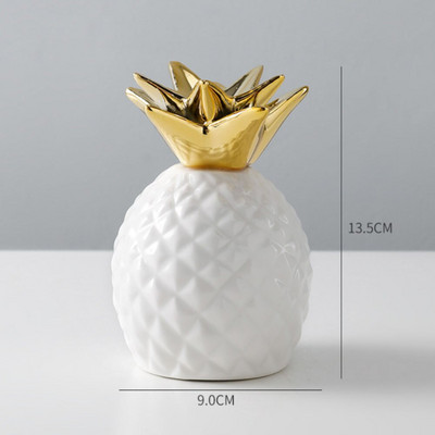 9,5x13,5 cm-es ananász formájú malacpersely dobozok lakberendezési kézműves ajándék érme bankjegyek malacka üveg fehér és arany