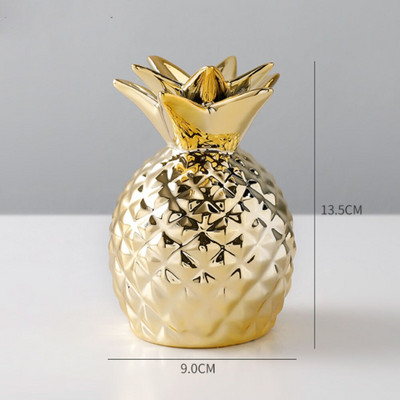 9,5x13,5 cm-es ananász formájú malacpersely dobozok lakberendezési kézműves ajándék érme bankjegyek malacka üveg fehér és arany