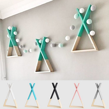 Nordic X Triangle Ξύλινο ράφι σπιτιού Διακοσμητικό ράφι τοίχου για παιδιά αγόρι κορίτσια Διακόσμηση δωματίου Σαλόνι τοίχου Ξύλινο ράφι αποθήκευσης
