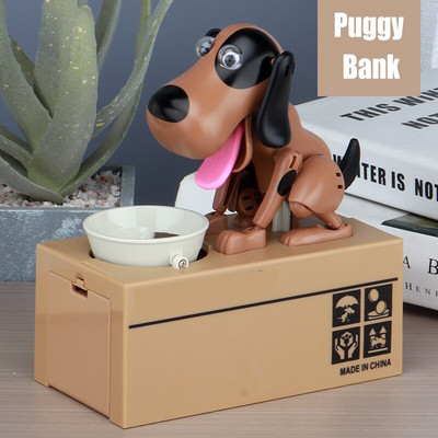 Little Dog Puggy Bank Baterija maitinama robotinė monetų kramtymo žaislinė pinigų dėžutė pinigų taupymo monetų bankas vaikams sandėlyje