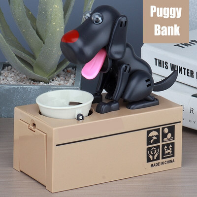 Little Dog Puggy Bank Baterija maitinama robotinė monetų kramtymo žaislinė pinigų dėžutė pinigų taupymo monetų bankas vaikams sandėlyje