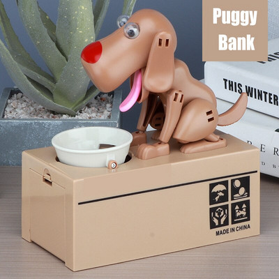 Little Dog Puggy Bank Baterija maitinama robotinė monetų kramtymo žaislinė pinigų dėžutė pinigų taupymo monetų bankas vaikams sandėlyje