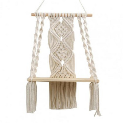 Divat szőtt akasztó Könnyű Boho fali polc Kézzel készített fali dekoráció Rusztikus fa fal úszó növények polcok