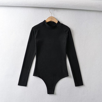 Egyszínű női body polo gallérral
