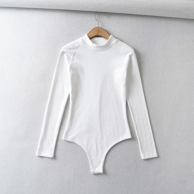 Egyszínű női body polo gallérral
