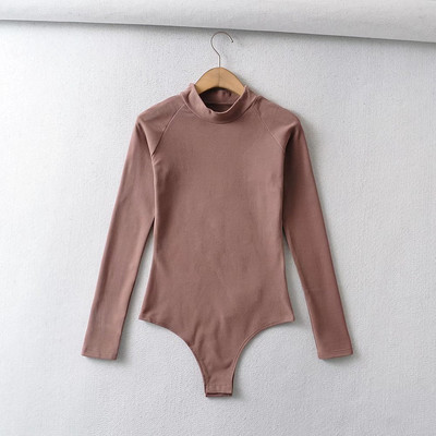 Egyszínű női body polo gallérral