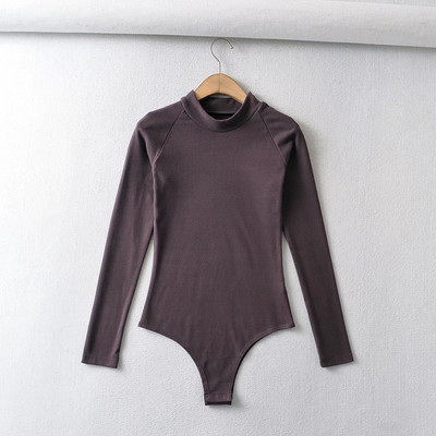 Egyszínű női body polo gallérral