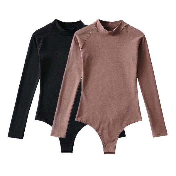 Egyszínű női body polo gallérral