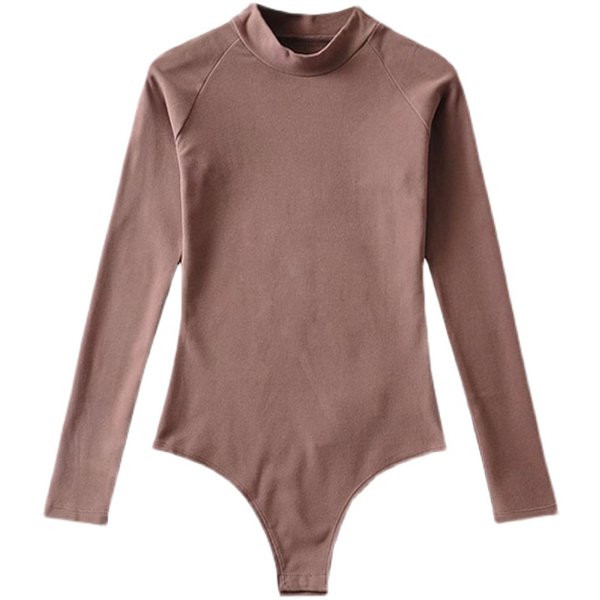 Egyszínű női body polo gallérral