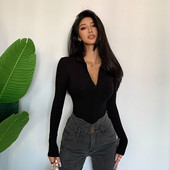 Ženski bodi s v-izrezom i kragnom