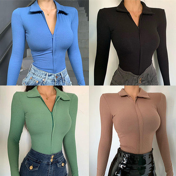 Ženski bodi s v-izrezom i kragnom