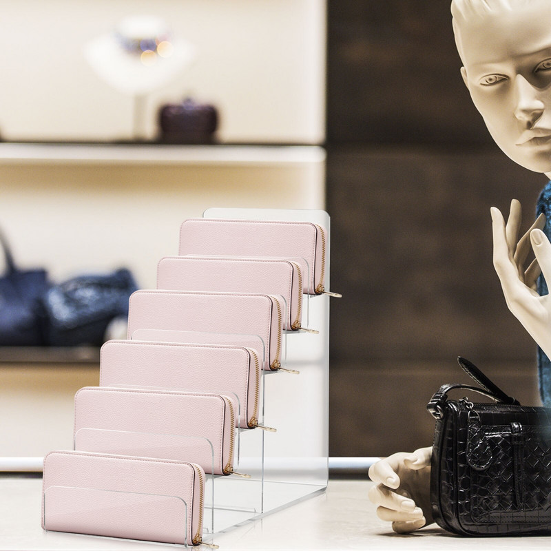 Poșetă Stand Display Organizator Suport Suport Raft acrilic Depozitare bijuterii Portofel Geanta de birou pentru machiaj transparentă Geantă de mână Strat 6